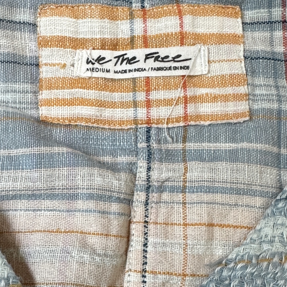 Free People Plaid Boho Crop Blouse Size M - Picture 10 of 16